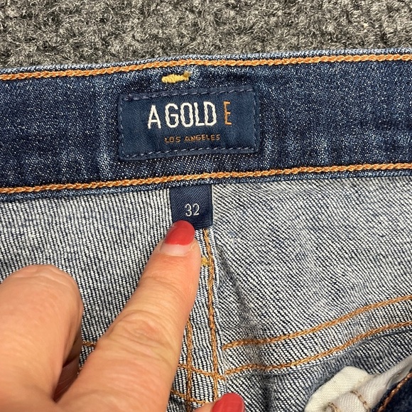 Agolde Sophie Distressed Ripped Blue Jeans Ankle Cropped Denim Holes Worn 32 - Picture 3 of 8